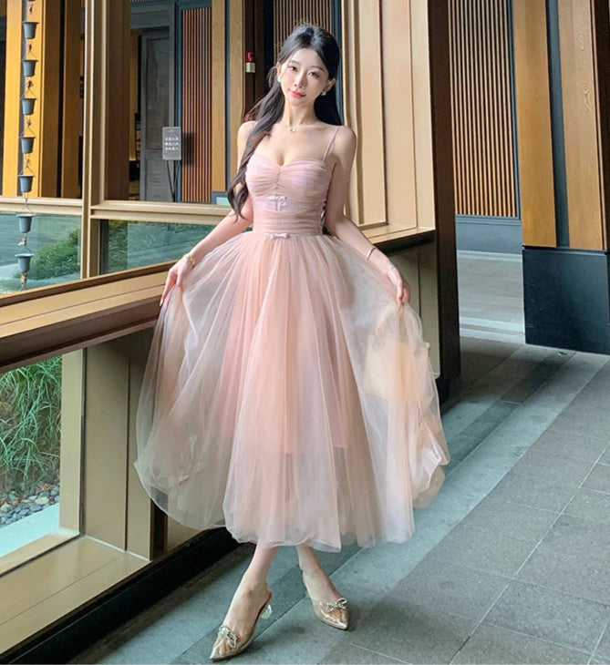 pink balletcore dress Ballet Core Poplin Bubble Mini Dress - Light Pink