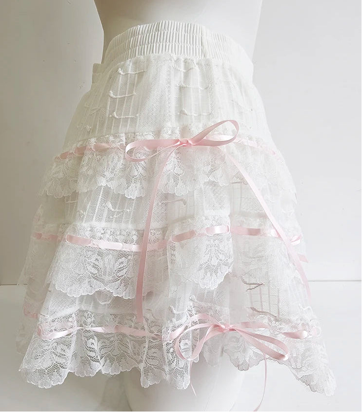 Lace Ribbon Coquette Skirt
