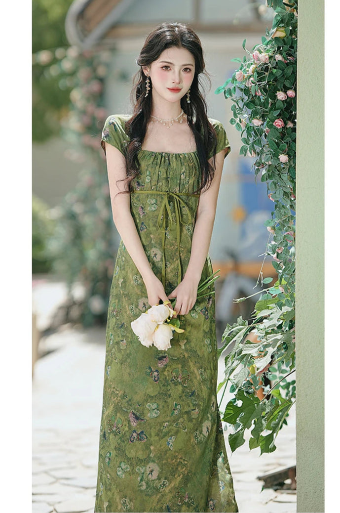 Forest Mood Floral Green Witch Dress