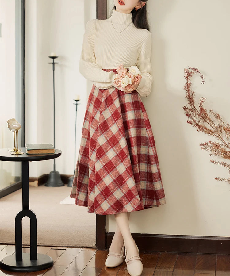 Rainy Valley Light Academia 2-Piece Plaid Set