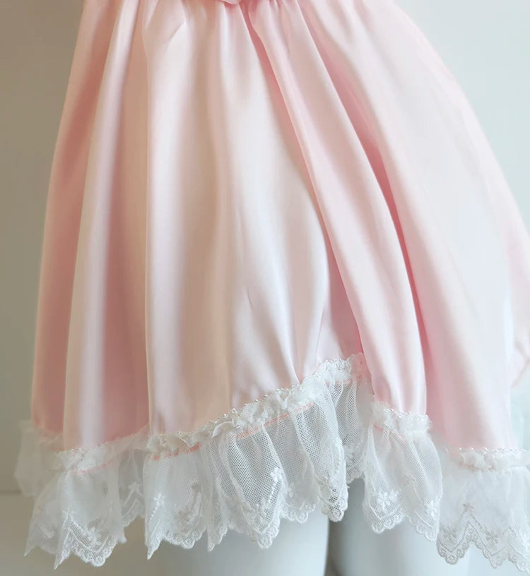 Pink Lace-Up Coquette Dress