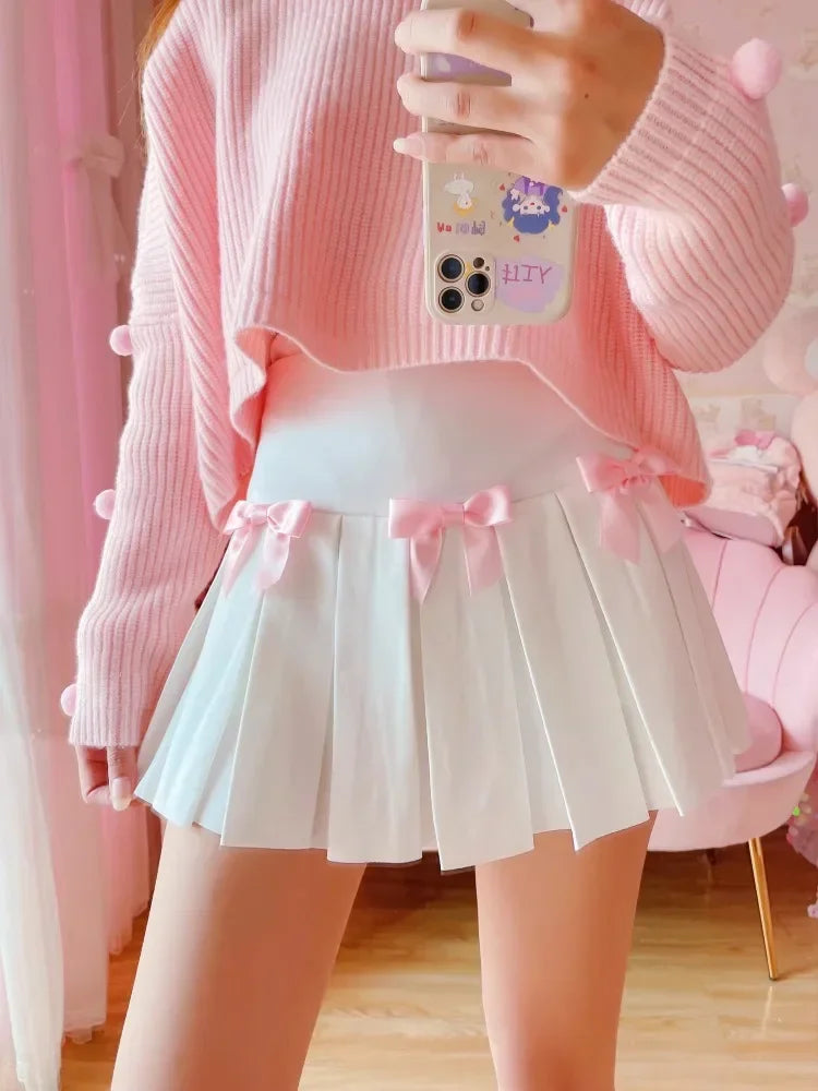 Dreamy Bows Pleated Coquette Mini Skirt J-fashion Kawaii Aesthetic