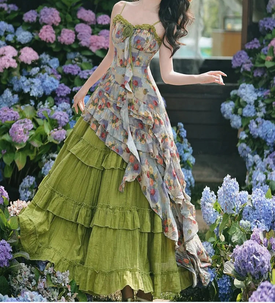 Enchanted Forest Nymph Set Green Witch Cottage Fairy Goblincore Outfit