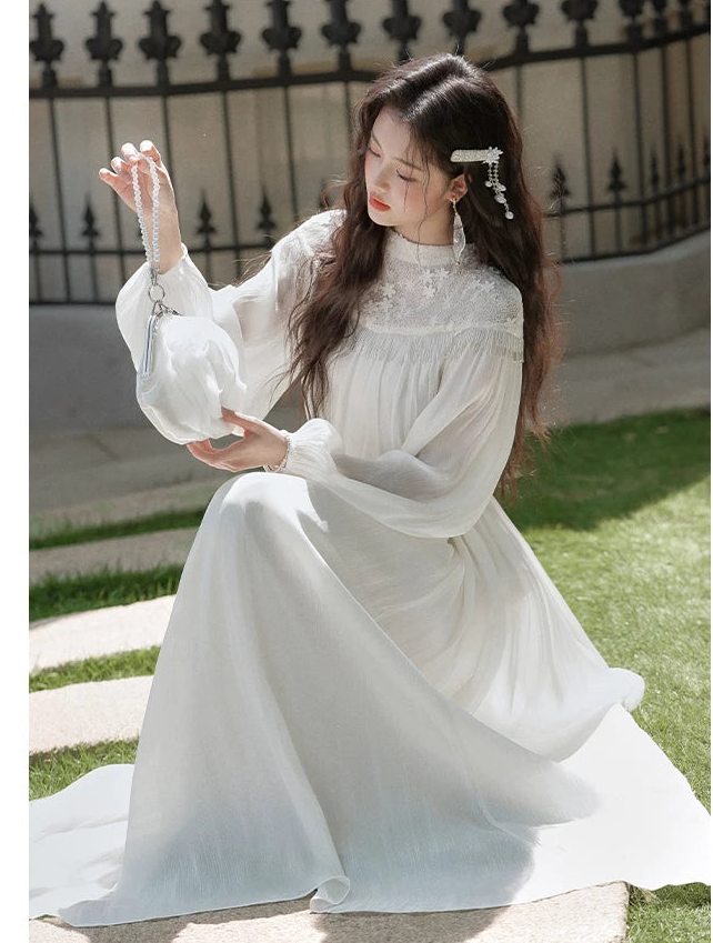 Ethereal Bohemian Fairy Dress white boho vintage dress