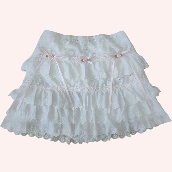 Vanilla Cupcake Coquette Cotton Lace Skirt