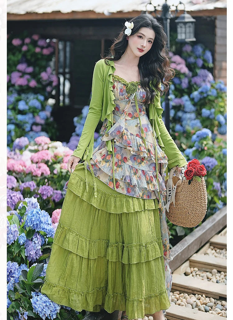 Enchanted Forest Nymph Set Green Witch Cottage Fairy Goblincore Outfit