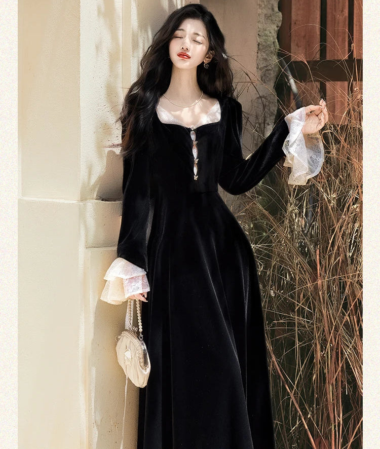 The Mansion Guard Dark Romantic Gothic Velvet Dress