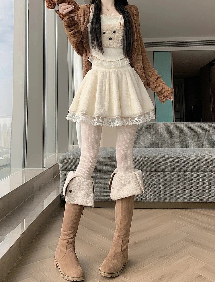 Cozy Winter Coquette Skirt with Shorts