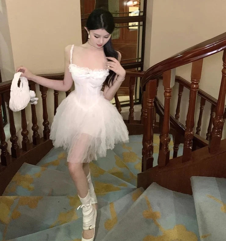 Summer Lilly White Coquette Balletcore Dress