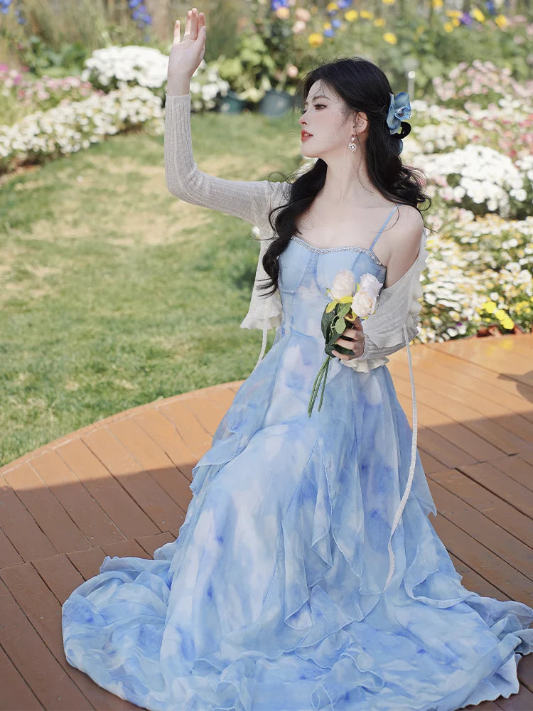 Princess Aura Ethereal Essence Blue Fairy Princess Dress