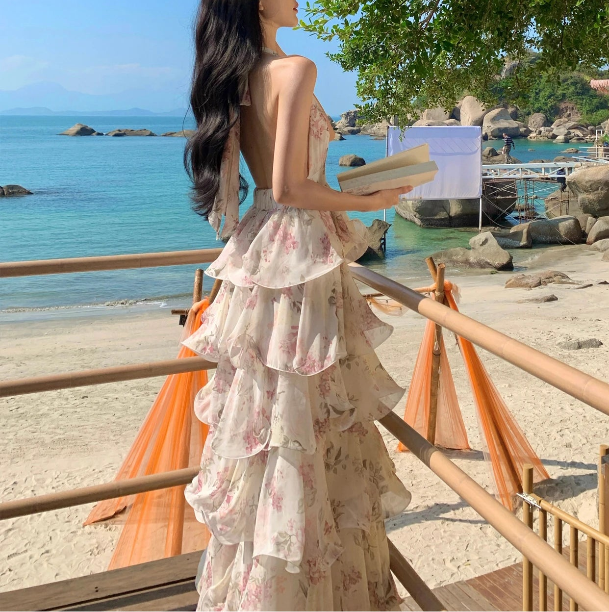 Honey Beam Flared Ruffle Spring Coquette Dress