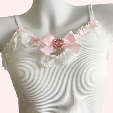 Pink Crystal Coquette Top with Padded Bust