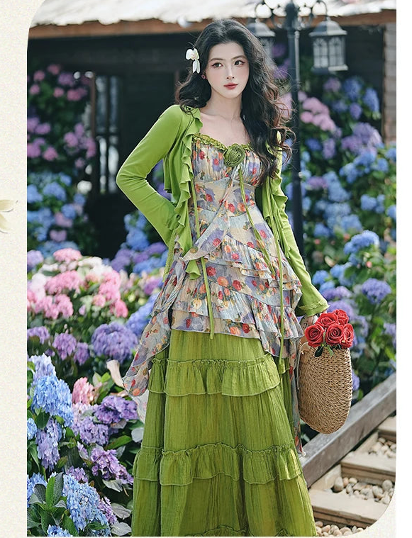 Enchanted Forest Nymph Set Green Witch Cottage Fairy Goblincore Outfit