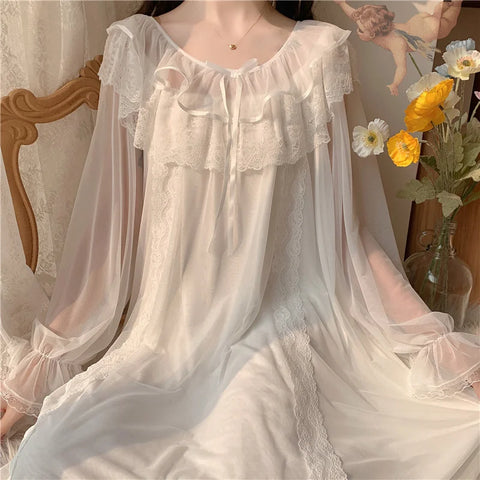 Snow Nights Romantic Ethereal Nightgown