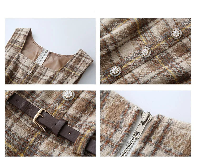 Hazel Berry Dark Academia Wool Pinafore Dress