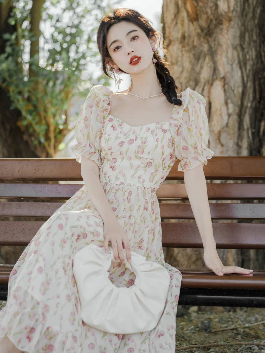 Cozy Peachflower Cottage Fairy Dress