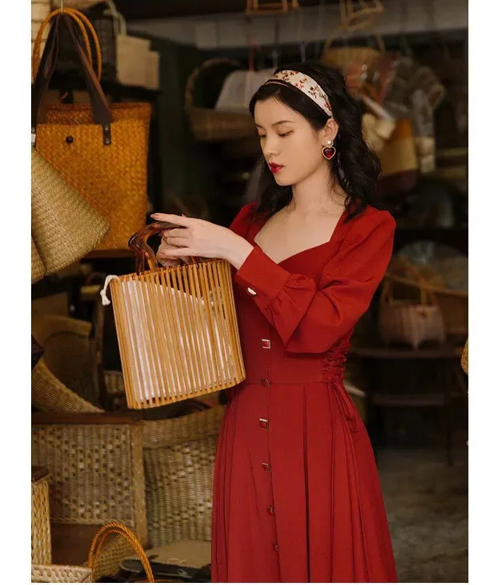 Crimson River Vintage Academia Dress