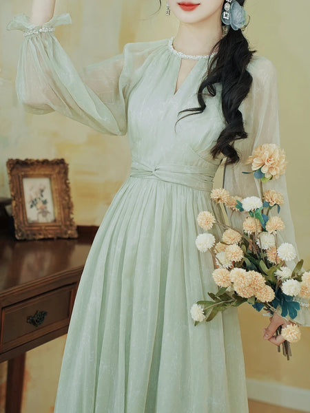 Seafoam-Green Romantic Princess Dress Vintage Chiffon Princesscore Dress