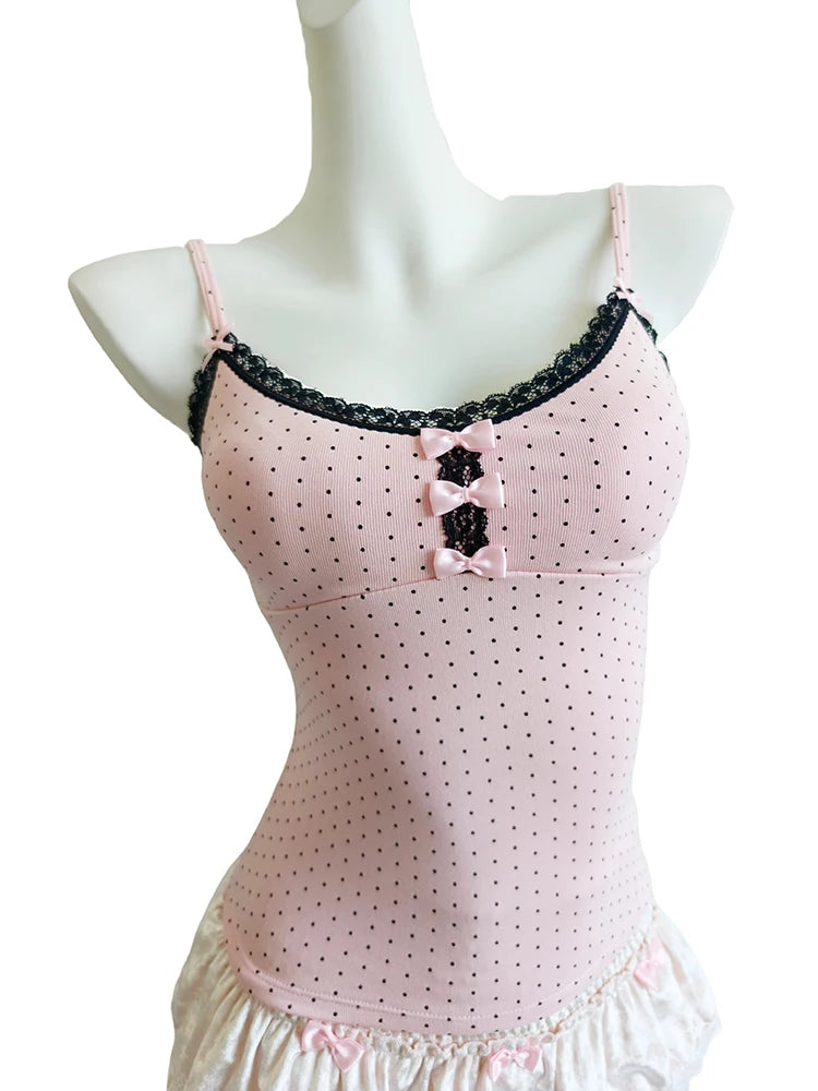 Sugar Noir Dark Coquette Lace Camisole Top Y2K Romantic Tank Top