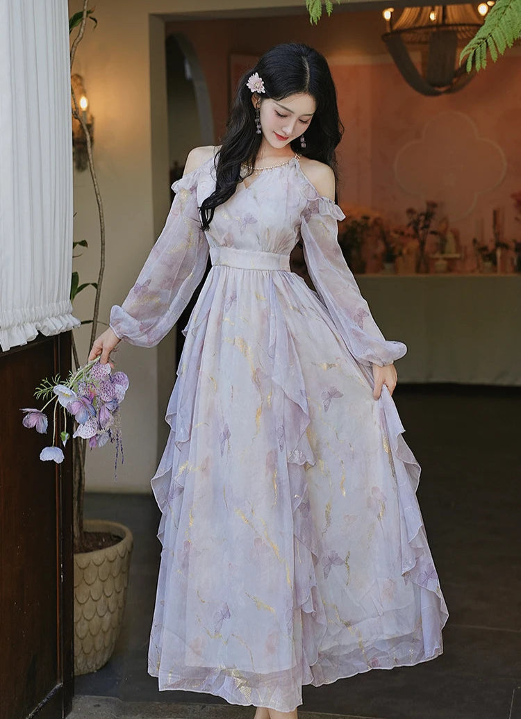 Dreamy Violet Butterfly Princess Fairy Dress