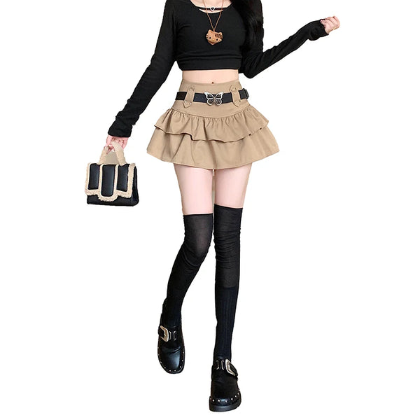 Y2K Mini Skirt With Butterfly Belt