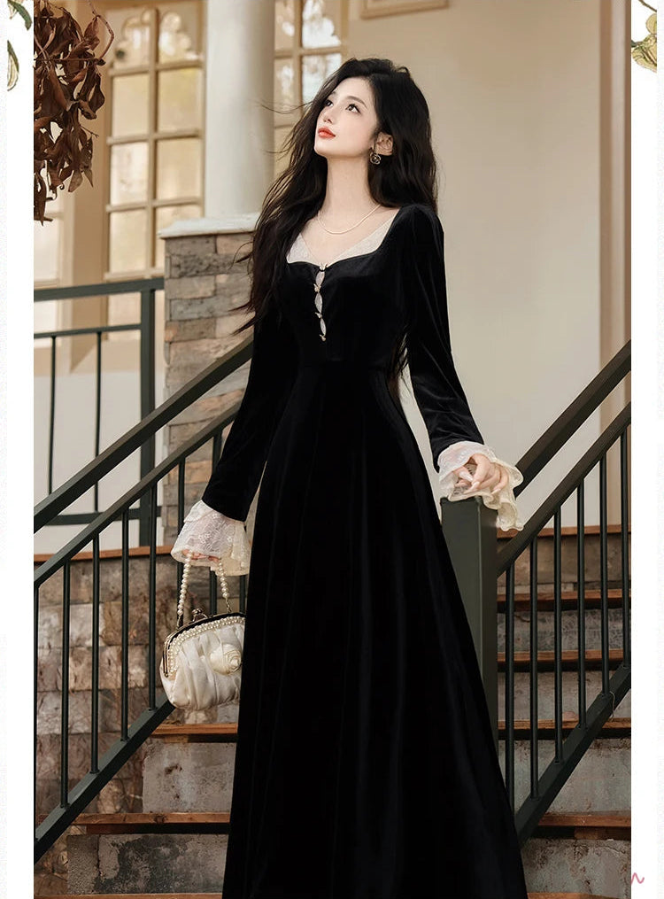 The Mansion Guard Dark Romantic Gothic Velvet Dress