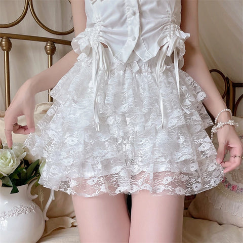 Luna Lace Coquette Ruffle Shorts