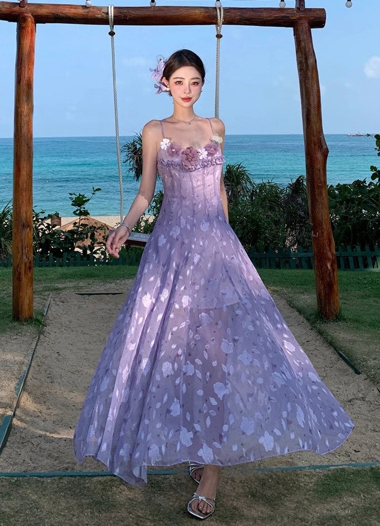 Violet Floral Romantic Fairy Dress