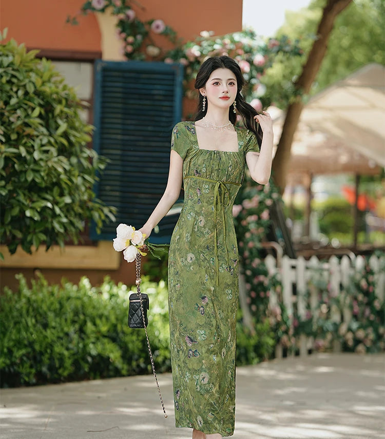 Forest Mood Floral Green Witch Dress