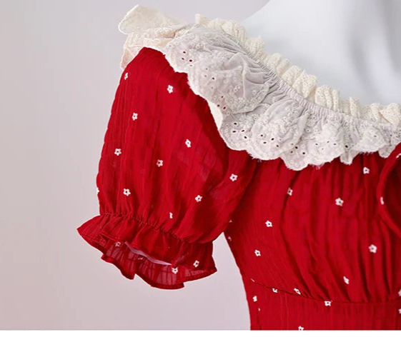 Rosa Red Cottagecore Dress