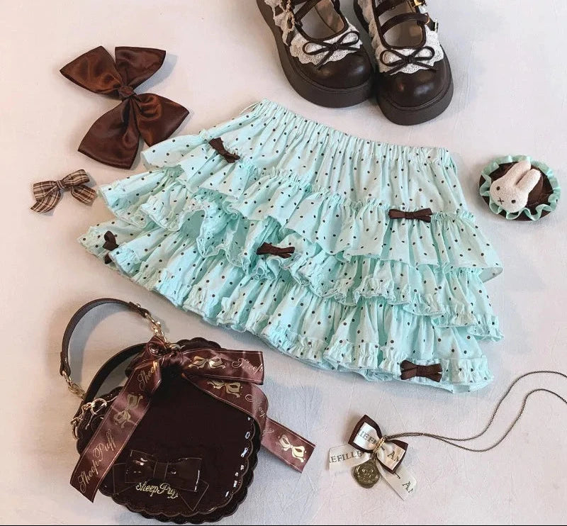 Kawaii Princess Himekaji Sukapan Ruffle Mini Skirt with Attached Shorts