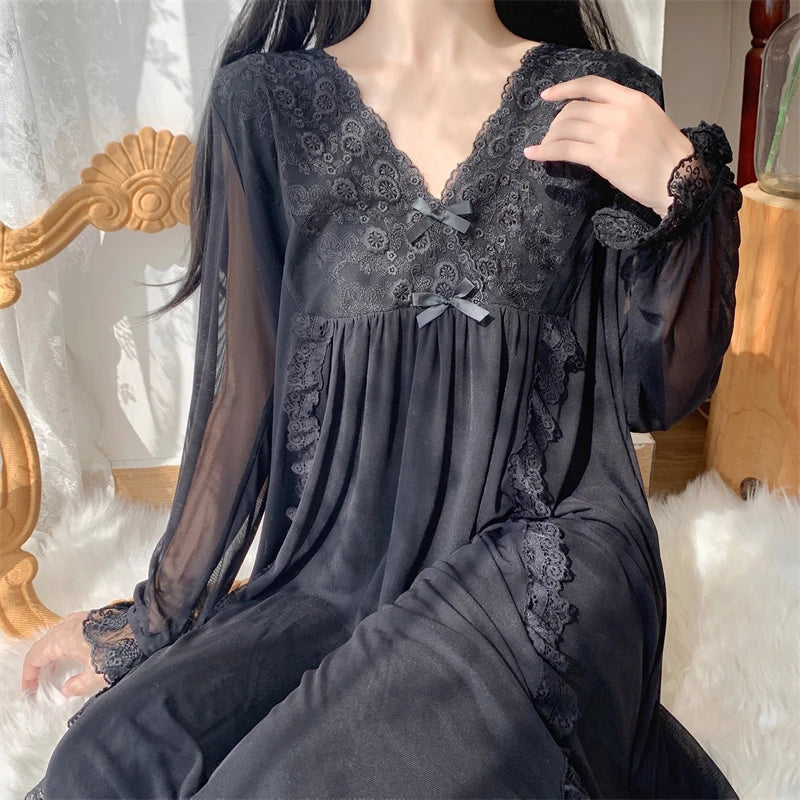Goth Night Robe Dark Coquette Nightgown gothic nightgown goth sleepwear