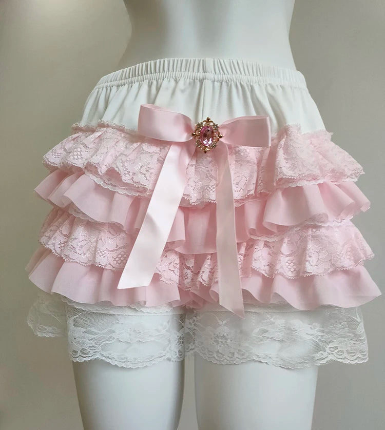 Pink Crystal Ruffle Coquette Style Bloomers