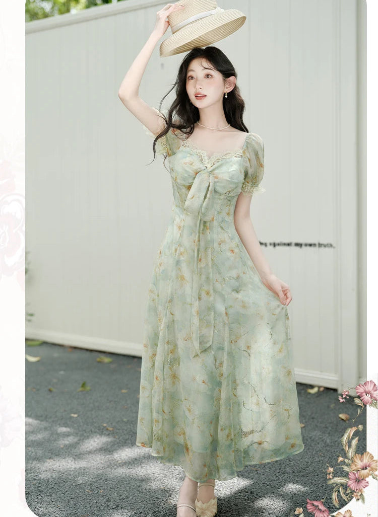romantic cottagecore dress Pastel Cottagecore Dress Romantic Prairie Fairycore Style Dresses