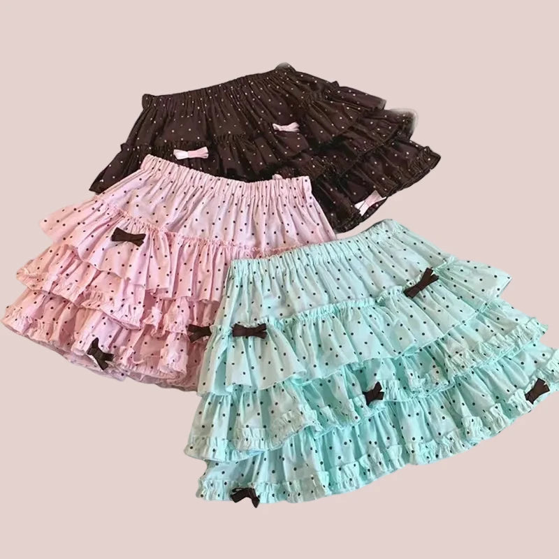 Kawaii Princess Himekaji Sukapan Ruffle Mini Skirt with Attached Shorts