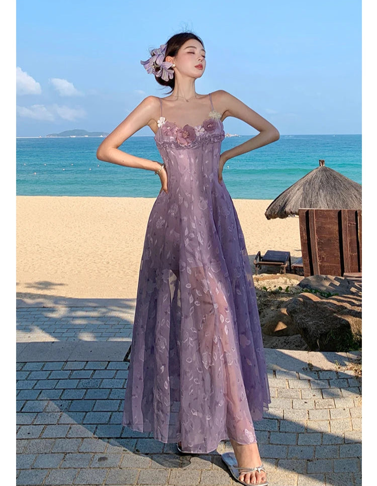 Violet Floral Romantic Fairy Dress