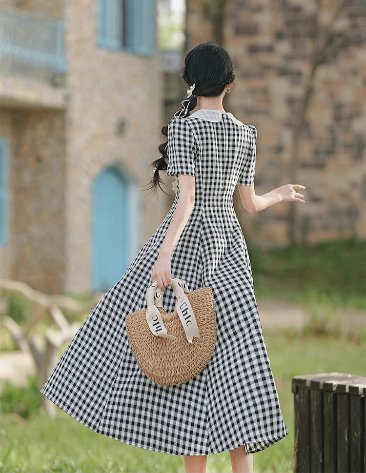 Saira Plaid Vintage Academia Dress