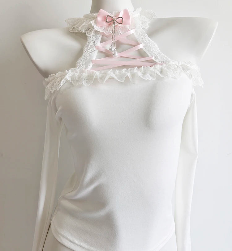 Milky Angel Romantic Princess Off-Shoulder Coquette Top