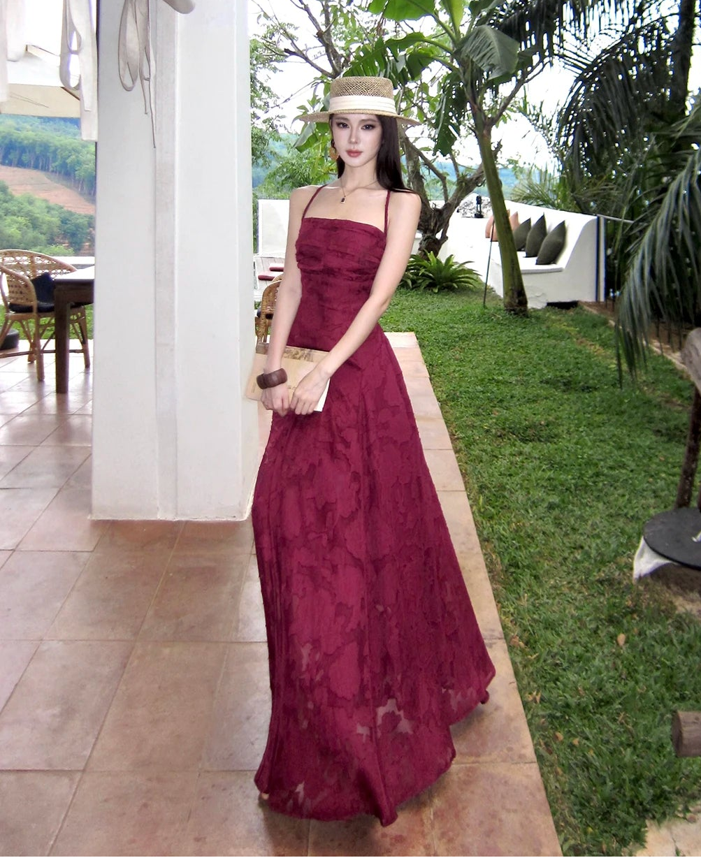 Pandora-Wildwing Burgundy-Red Long Dress