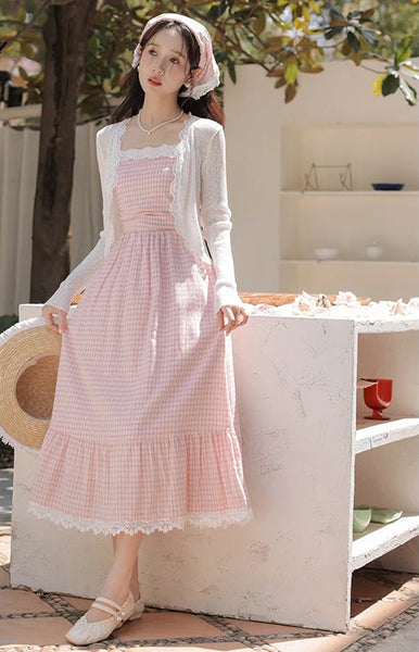 Cottage Petals Pastel Cottagecore Dress with Headscarf Set