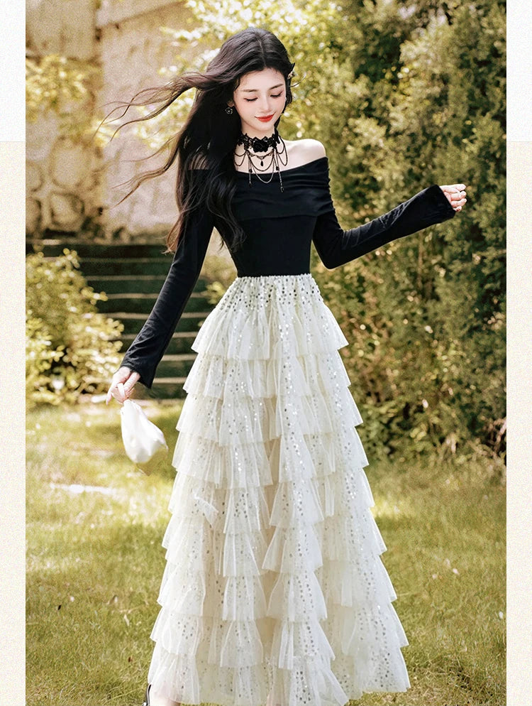 Shadow Fae Dark Fairycore Dress Set Ethereal Gothic Outfit