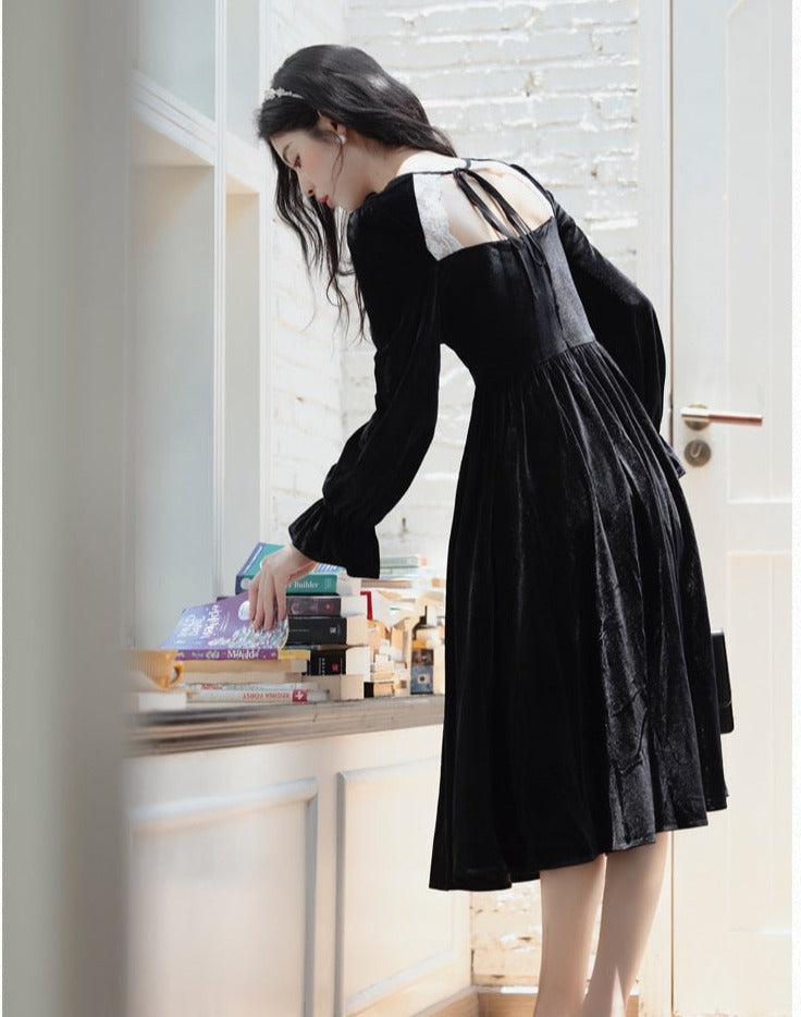 Clouded Moon Velvet Witchy Goth Dress
