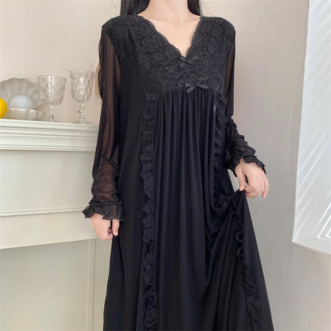 Night Blossom Dark Coquette Gothic Nightgown
