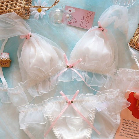 Kawaii Cute Goth Underwear Set Lace Sanriocore Aesthetic Set – Aesthetics  Boutique