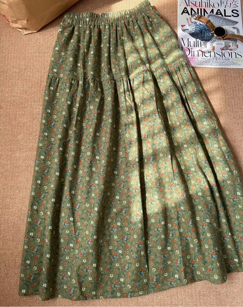Floral Storm Cotton Cottagecore Skirt