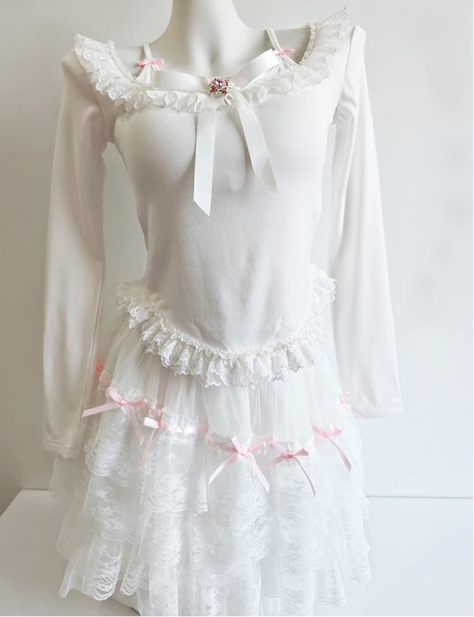 Coquette Balletcore Long Sleeve Top ~ Hachi-Inspired Japanese Aesthetic