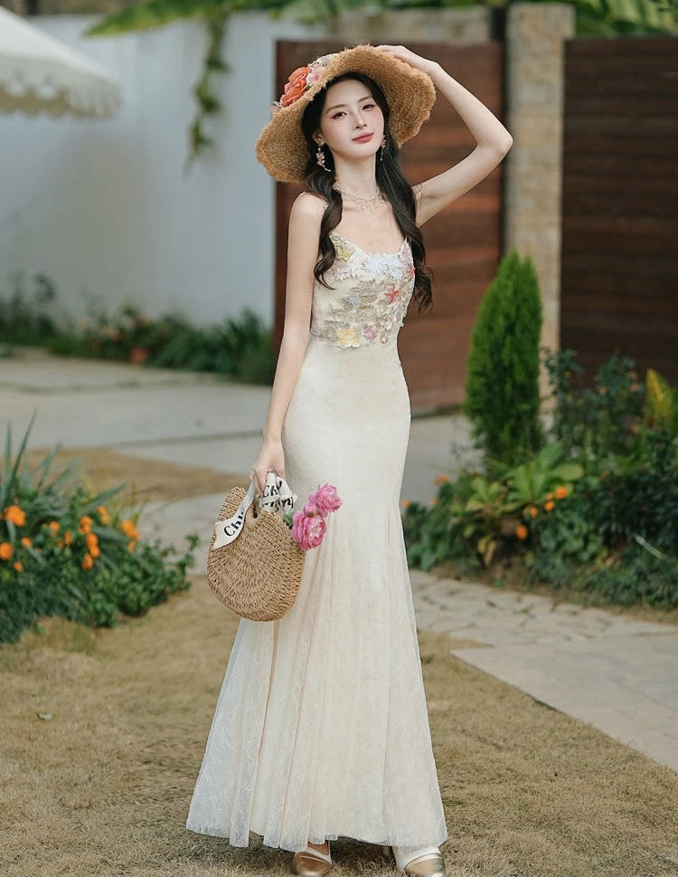 Flower Applique Coquette Fairy Dress
