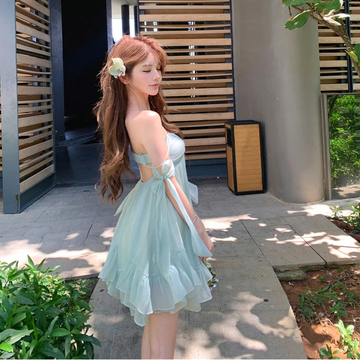 Mermaid Blue Coquette Babydoll Dress Fairycore Aesthetic
