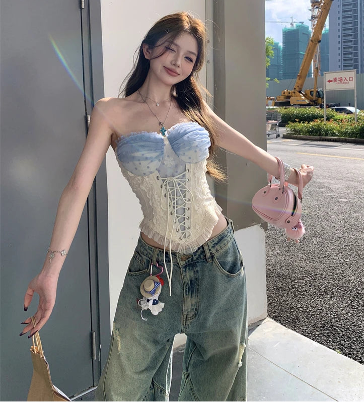 Bluedrop Coquette Corset Bustier Top