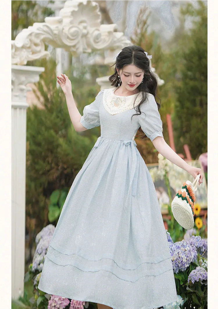 Light Blue Vintage Dress Cottagecore Dress Cottagecore Style Dresses Light Blue Vintage Dress Cottagecore Dress Cottagecore Style Dresses